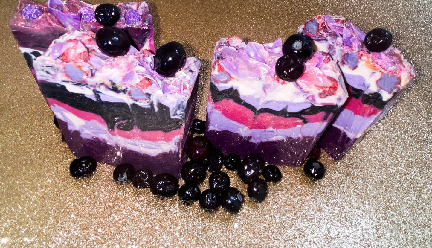 vanilla, raspberry, soap, shea butter